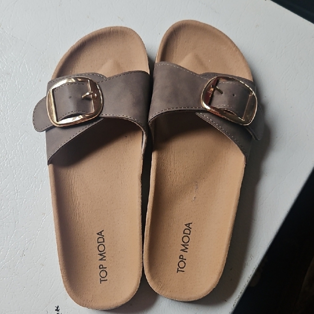 TOP Moda Women's Tan Buckle Sandals